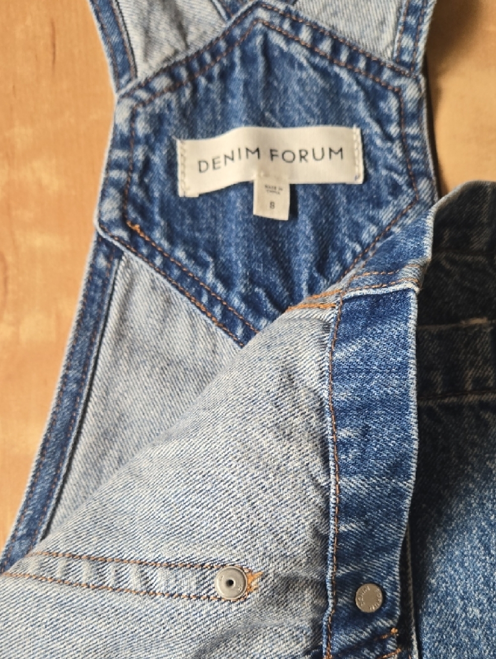 Denim Forum Light Blue Frayed Hem Short Overalls - Picture 3 of 7